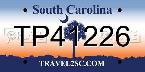 TP41226 South Carolina License Plate