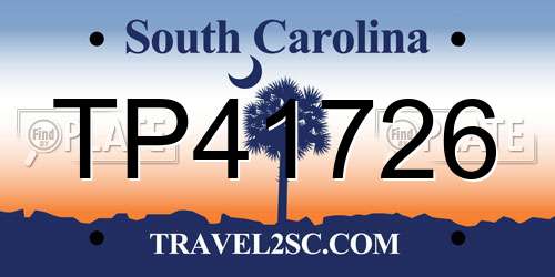 TP41726 South Carolina License Plate