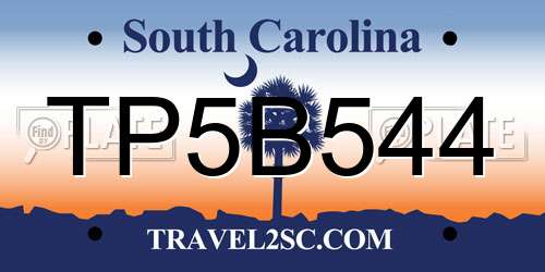 TP5B544 South Carolina License Plate
