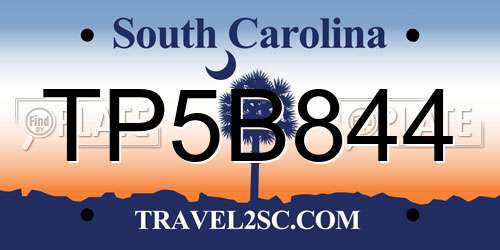 TP5B844 South Carolina License Plate