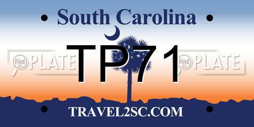 TP71 South Carolina License Plate