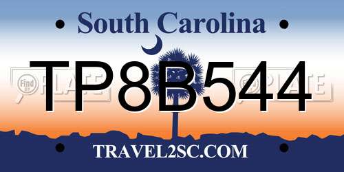 TP8B544 South Carolina License Plate