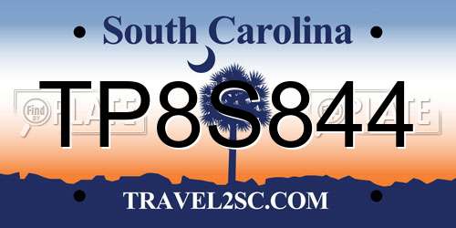 TP8S844 South Carolina License Plate