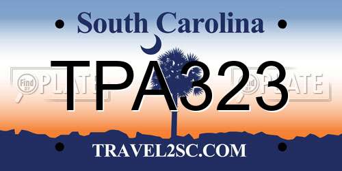 TPA323 South Carolina License Plate
