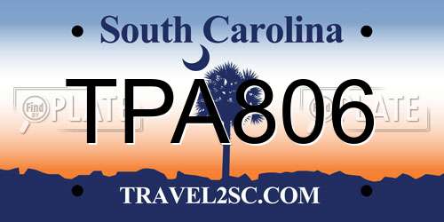 TPA806 South Carolina License Plate