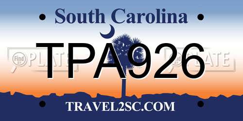 TPA926 South Carolina License Plate