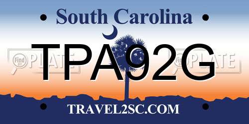 TPA92G South Carolina License Plate