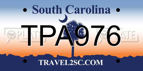 TPA976 South Carolina License Plate
