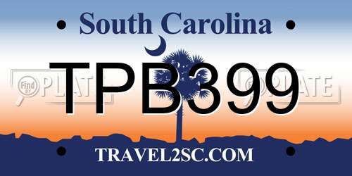 TPB399 South Carolina License Plate