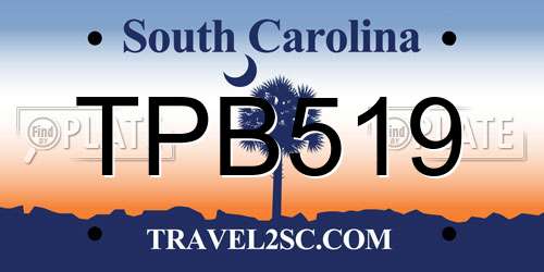 TPB519 South Carolina License Plate