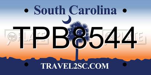 TPB8544 South Carolina License Plate