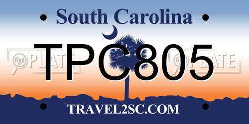 TPC805 South Carolina License Plate