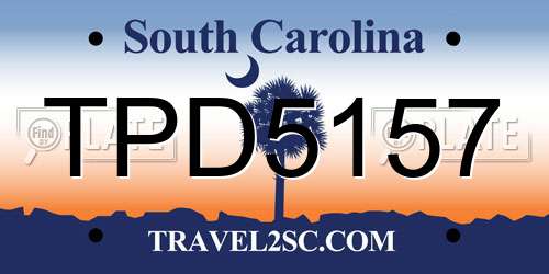 TPD5157 South Carolina License Plate