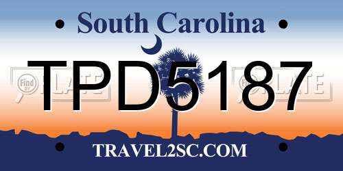 TPD5187 South Carolina License Plate