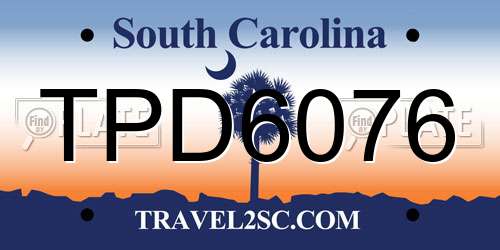 TPD6076 South Carolina License Plate