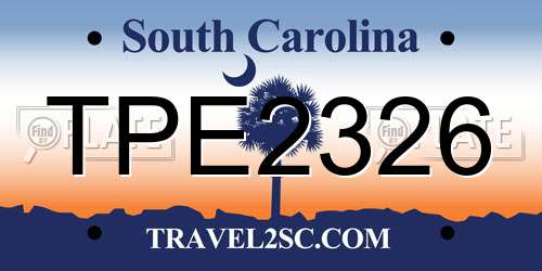 TPE2326 South Carolina License Plate