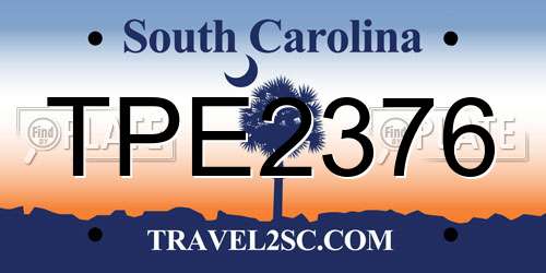 TPE2376 South Carolina License Plate