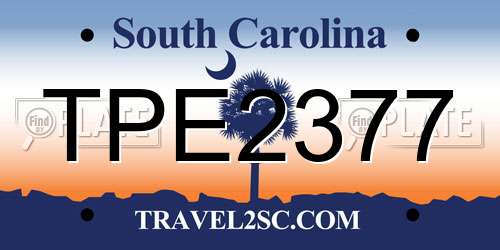 TPE2377 South Carolina License Plate
