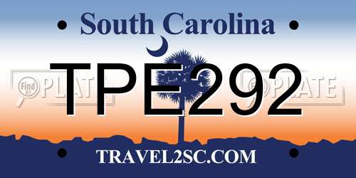 TPE292 South Carolina License Plate