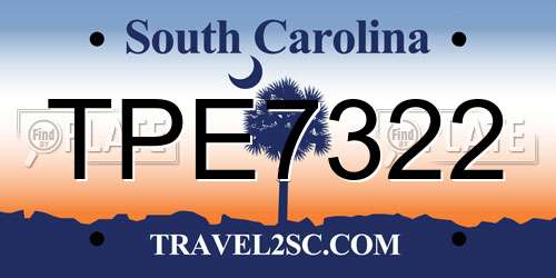 TPE7322 South Carolina License Plate