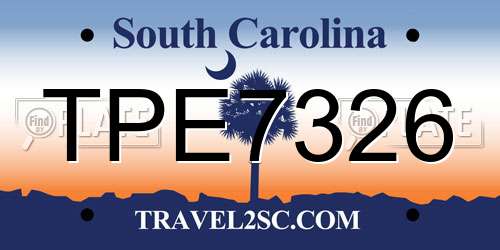 TPE7326 South Carolina License Plate
