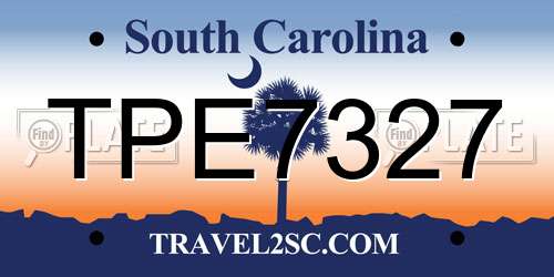 TPE7327 South Carolina License Plate