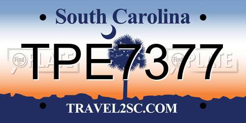 TPE7377 South Carolina License Plate