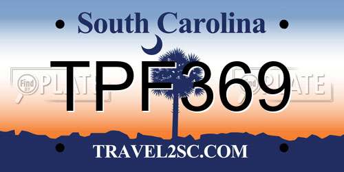 TPF369 South Carolina License Plate