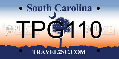 TPG110 South Carolina License Plate