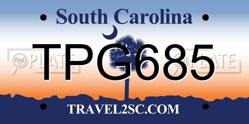 TPG685 South Carolina License Plate