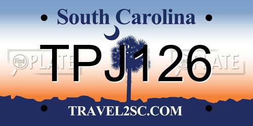 TPJ126 South Carolina License Plate