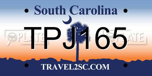 TPJ165 South Carolina License Plate