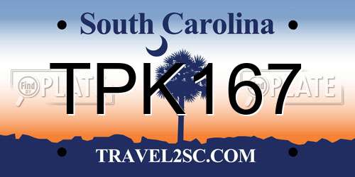 TPK167 South Carolina License Plate
