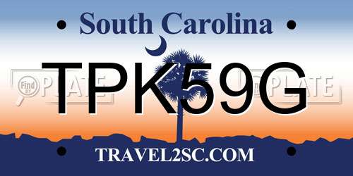 TPK59G South Carolina License Plate