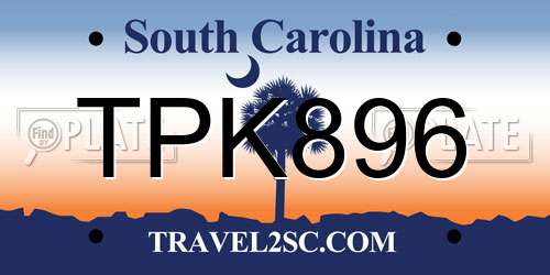 TPK896 South Carolina License Plate