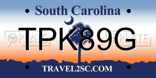 TPK89G South Carolina License Plate