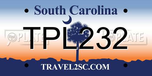 TPL232 South Carolina License Plate