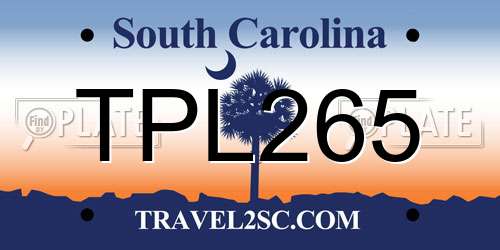 TPL265 South Carolina License Plate
