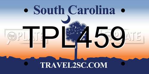 TPL459 South Carolina License Plate