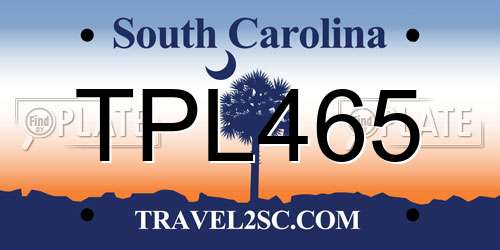 TPL465 South Carolina License Plate