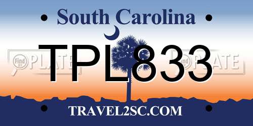 TPL833 South Carolina License Plate