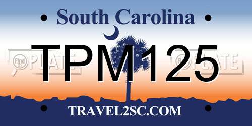TPM125 South Carolina License Plate