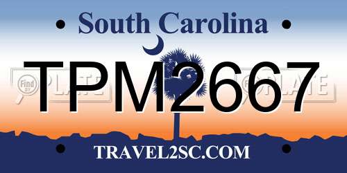 TPM2667 South Carolina License Plate
