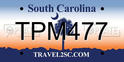 TPM477 South Carolina License Plate