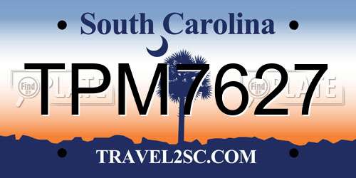 TPM7627 South Carolina License Plate