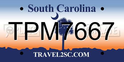 TPM7667 South Carolina License Plate