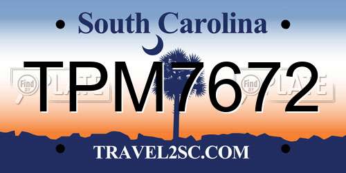 TPM7672 South Carolina License Plate