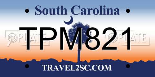 TPM821 South Carolina License Plate