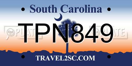 TPN849 South Carolina License Plate