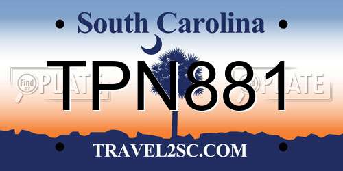 TPN881 South Carolina License Plate
